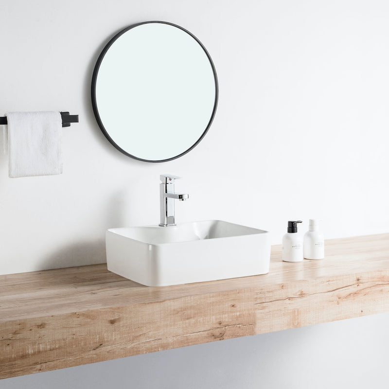 Vue de côté vasque à poser en céramique ROSARIO 48 x 37 cm