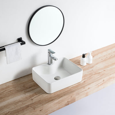 Vue de profil vasque à poser en céramique ROSARIO 48 x 37 cm