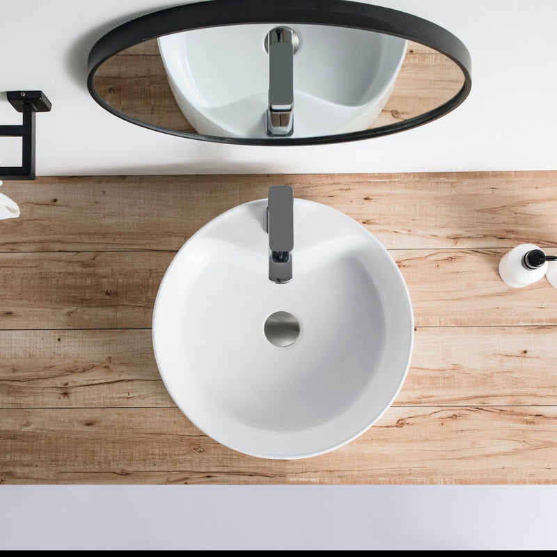 Vue de dessus vasque à poser ronde en céramique VARRIA Ø46 cm