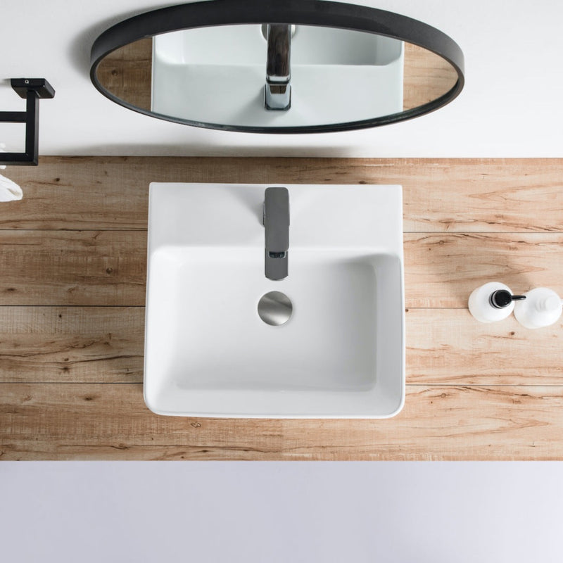 Vue de dessus vasque à poser en céramique VENADO 46 x 42 cm