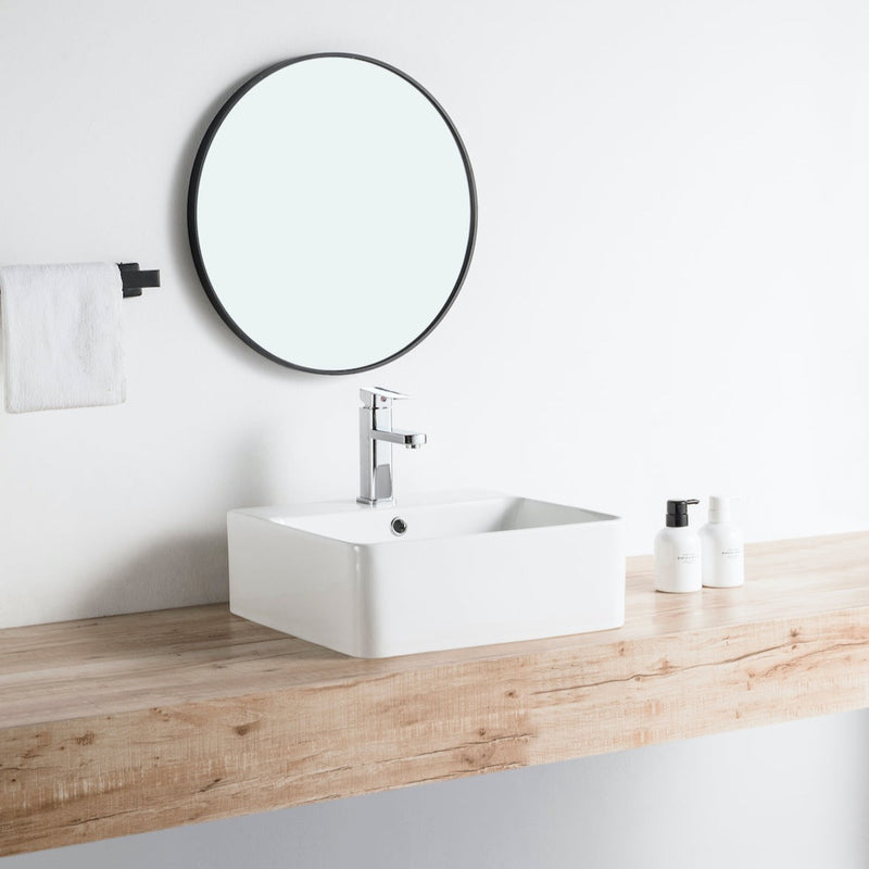 Vue de côté vasque à poser en céramique VENADO 46 x 42 cm