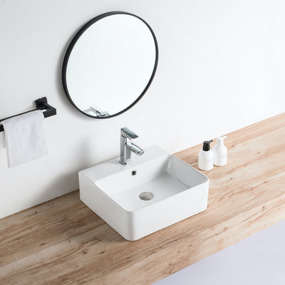 Vue de profil vasque à poser en céramique VENADO 46 x 42 cm