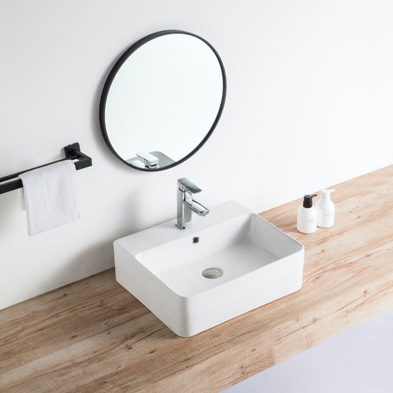 Vue de profil vasque à poser en céramique VENADO 52 x 42 cm