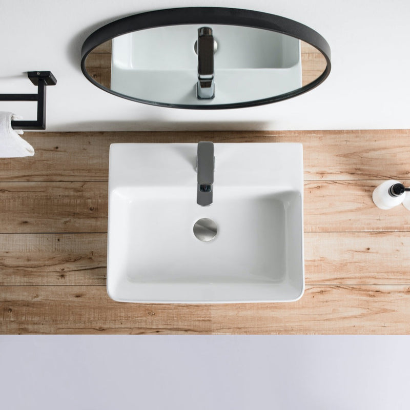 Vue de dessus vasque à poser en céramique VENADO 52 x 42 cm