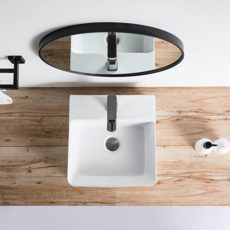 Vue de dessus vasque à poser en céramique VENADO 42 x 42,5 cm