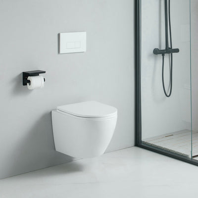 Vue de profil Cuvette WC suspendu CARCEO - sans bride et avec frein de chute