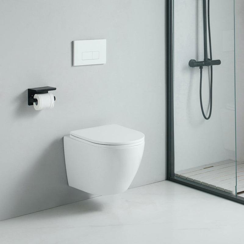 Vue de profil Cuvette WC suspendu CARCEO - sans bride et avec frein de chute