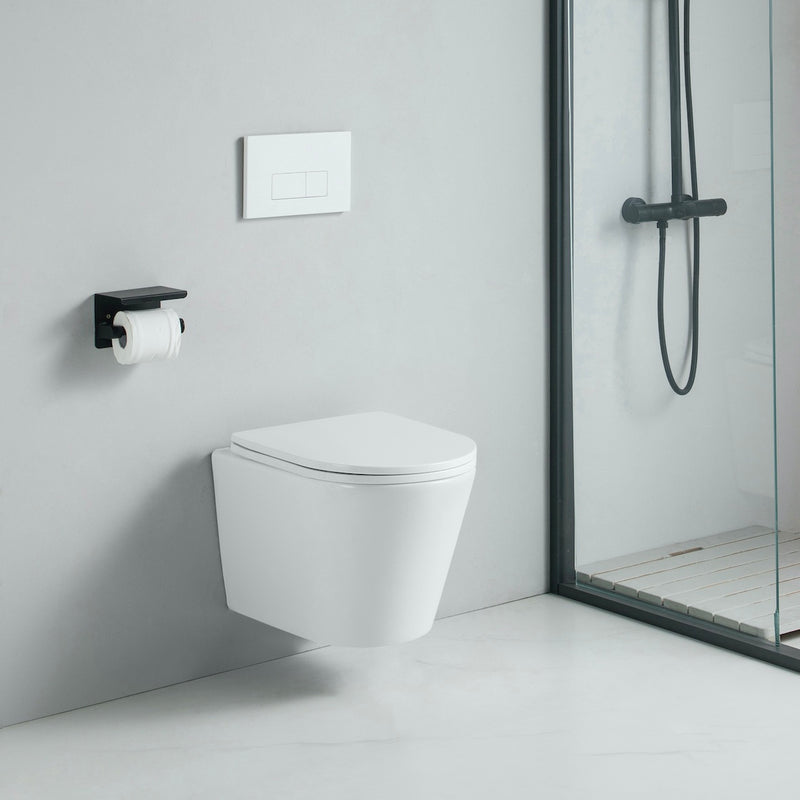 Vue de profil Cuvette WC suspendu TERCERO - sans bride et avec frein de chute