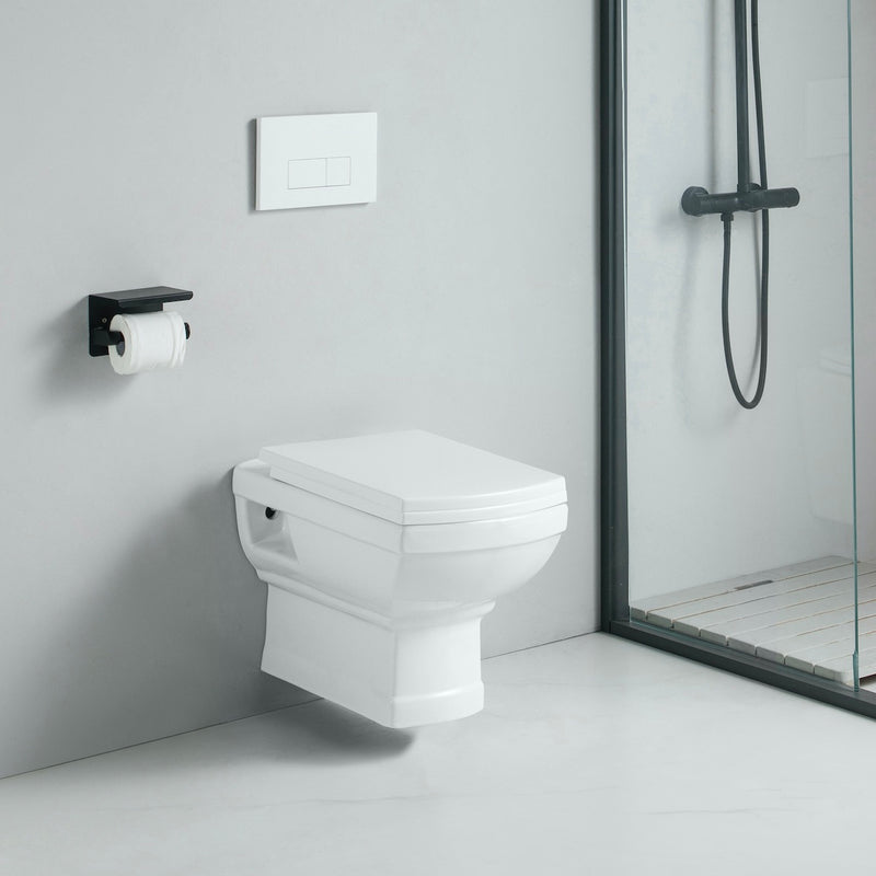 Vue de profil Cuvette WC rétro suspendu MECHELL en céramique