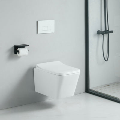 Vue de profil Cuvette WC suspendu CALETO - sans bride et avec frein de chute