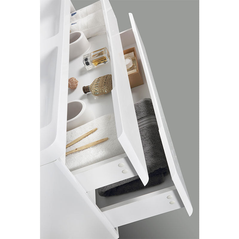 Meuble salle de bain design double vasque PIACENZA largeur 120 cm, blanc laqué