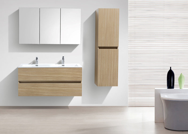 Armoire de toilette bloc-miroir SIENA largeur 120 cm, chêne clair - Le Monde du Bain