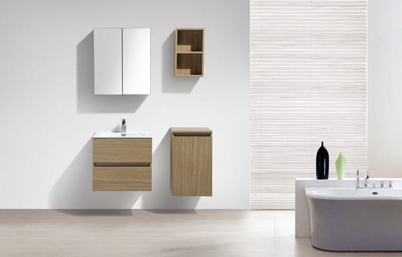 Armoire de toilette bloc-miroir SIENA largeur 60 cm Chêne Clair - Le Monde du Bain