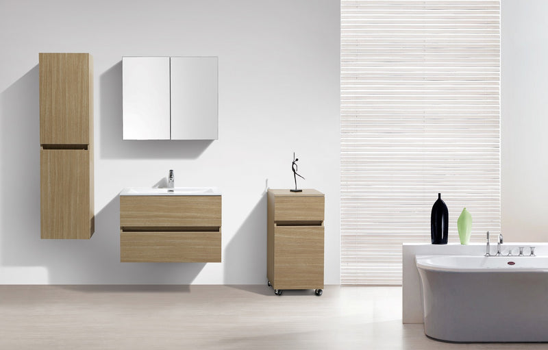 Armoire de toilette bloc-miroir SIENA largeur 80 cm, chêne clair - Le Monde du Bain