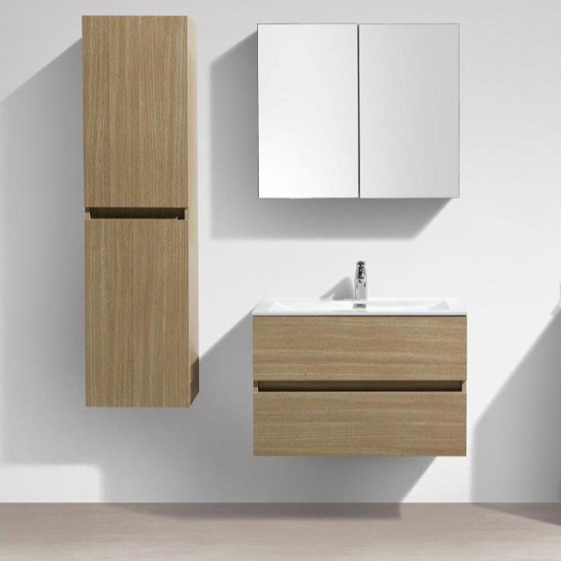 Meuble salle de bain design simple vasque SIENA largeur 80 cm, chêne clair - Le Monde du Bain