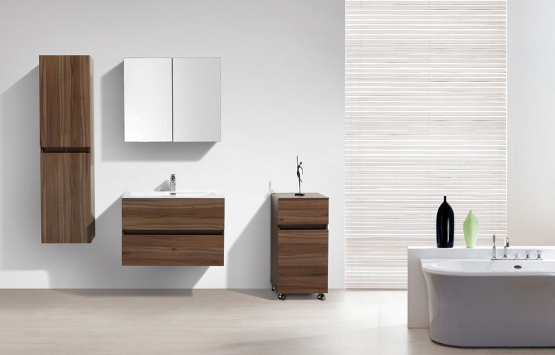 Armoire de toilette bloc-miroir SIENA largeur 80 cm, noyer - Le Monde du Bain