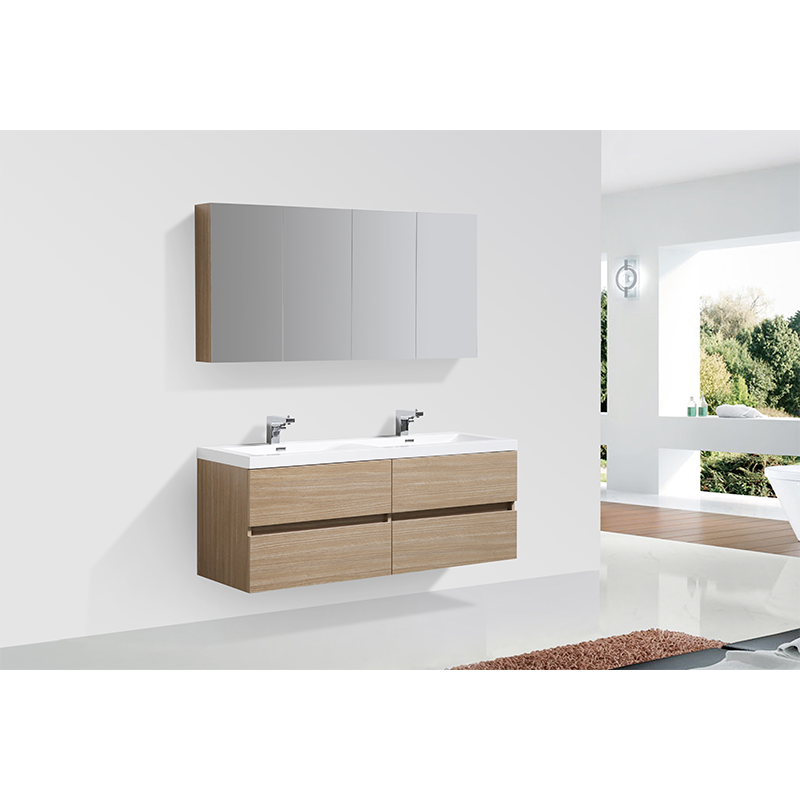 Armoire de toilette bloc-miroir SIENA largeur 144 cm, chêne clair - Le Monde du Bain