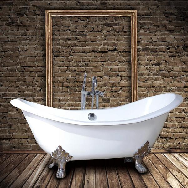 Baignoire rétro en fonte KINGSTON Blanche - Le Monde du Bain | Pieds chromés