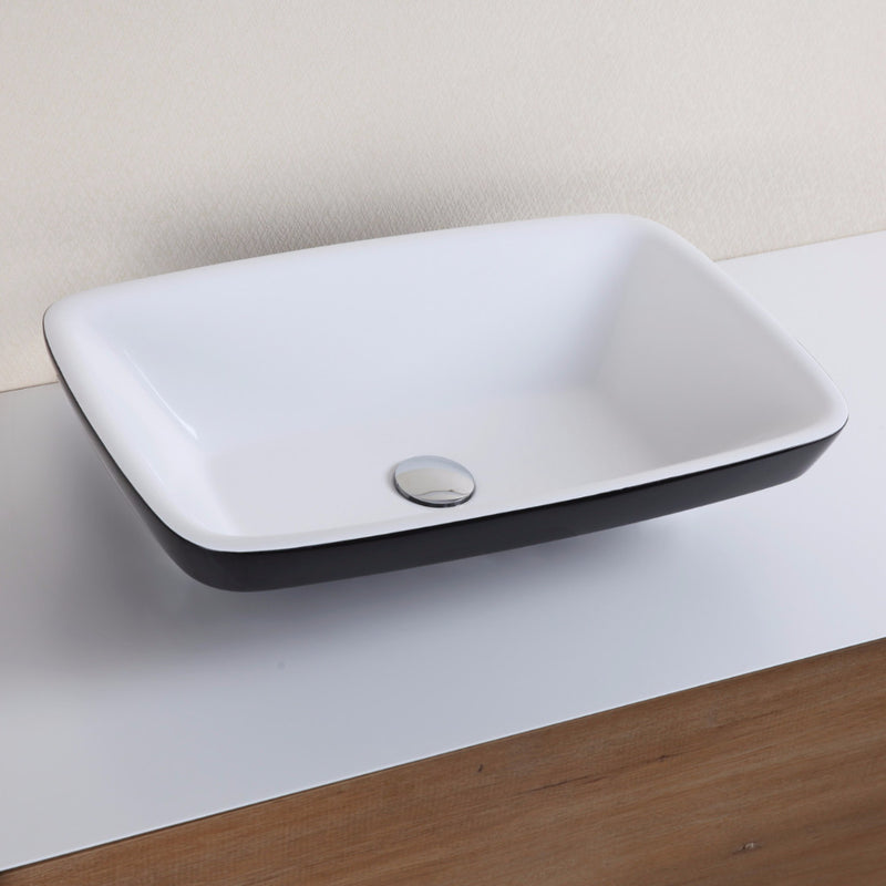 Vasque à poser noir et blanc en marbre de synthèse SIENA  60 x 42 cm - Le Monde du Bain