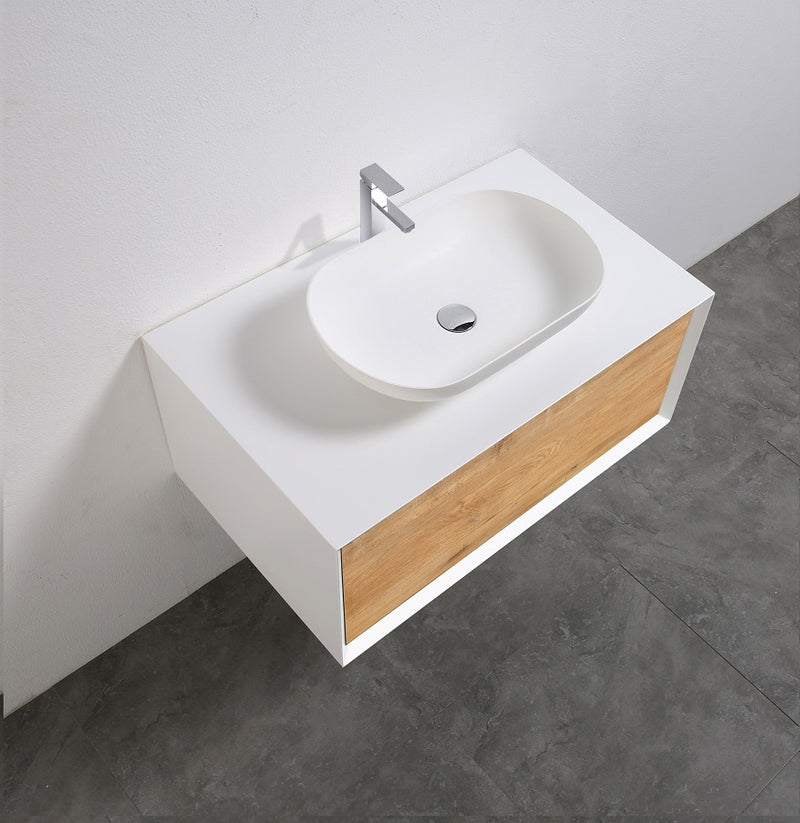 Vasque à poser en pierre de synthèse PALIO blanc mat