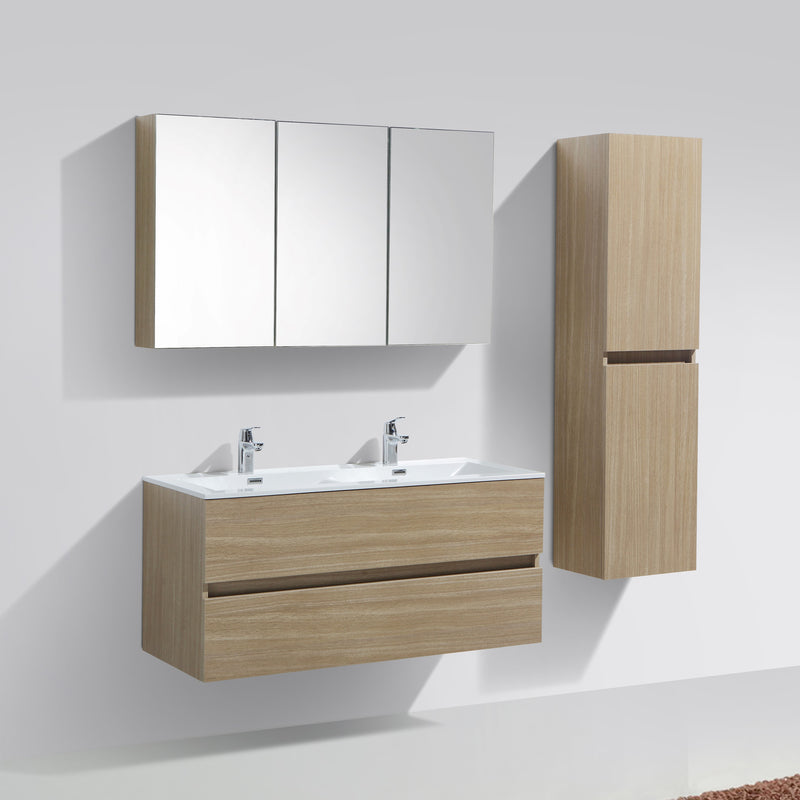 Armoire de toilette bloc-miroir SIENA largeur 120 cm, chêne clair - Le Monde du Bain