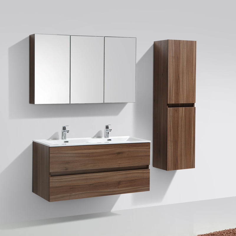 Armoire de toilette bloc-miroir SIENA largeur 120 cm, noyer - Le Monde du Bain