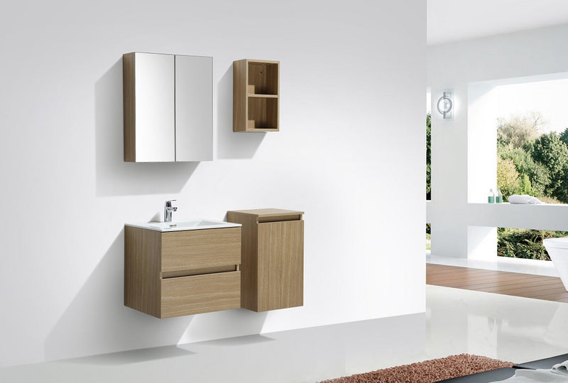 Armoire de toilette bloc-miroir SIENA largeur 60 cm Chêne Clair - Le Monde du Bain