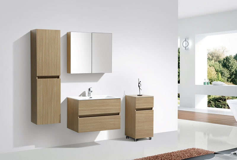Armoire de toilette bloc-miroir SIENA largeur 80 cm, chêne clair - Le Monde du Bain