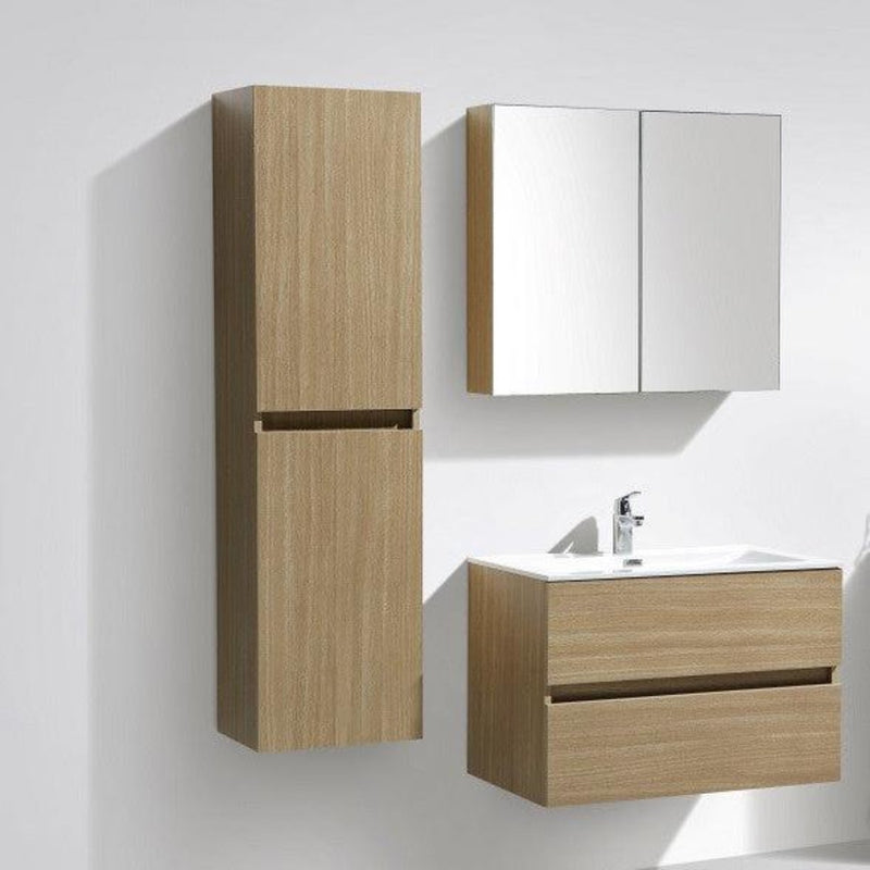 Meuble salle de bain design simple vasque SIENA largeur 80 cm, chêne clair - Le Monde du Bain