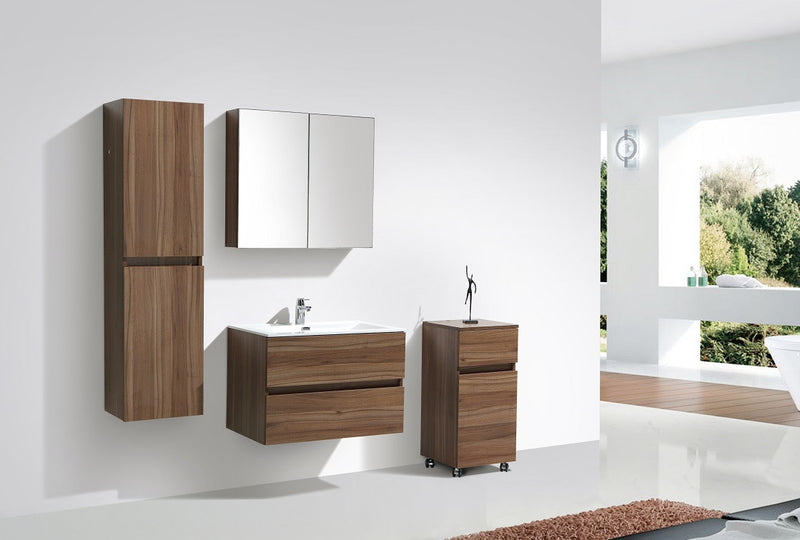 Armoire de toilette bloc-miroir SIENA largeur 80 cm, noyer - Le Monde du Bain