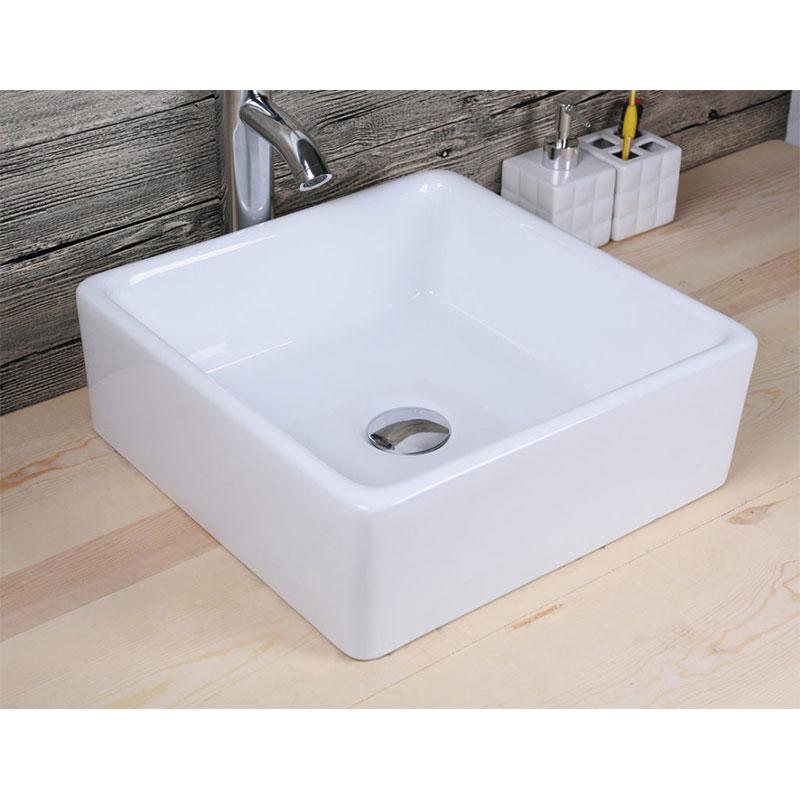 Vasque à poser carrée en céramique CAGLIARY blanc - Le Monde du Bain