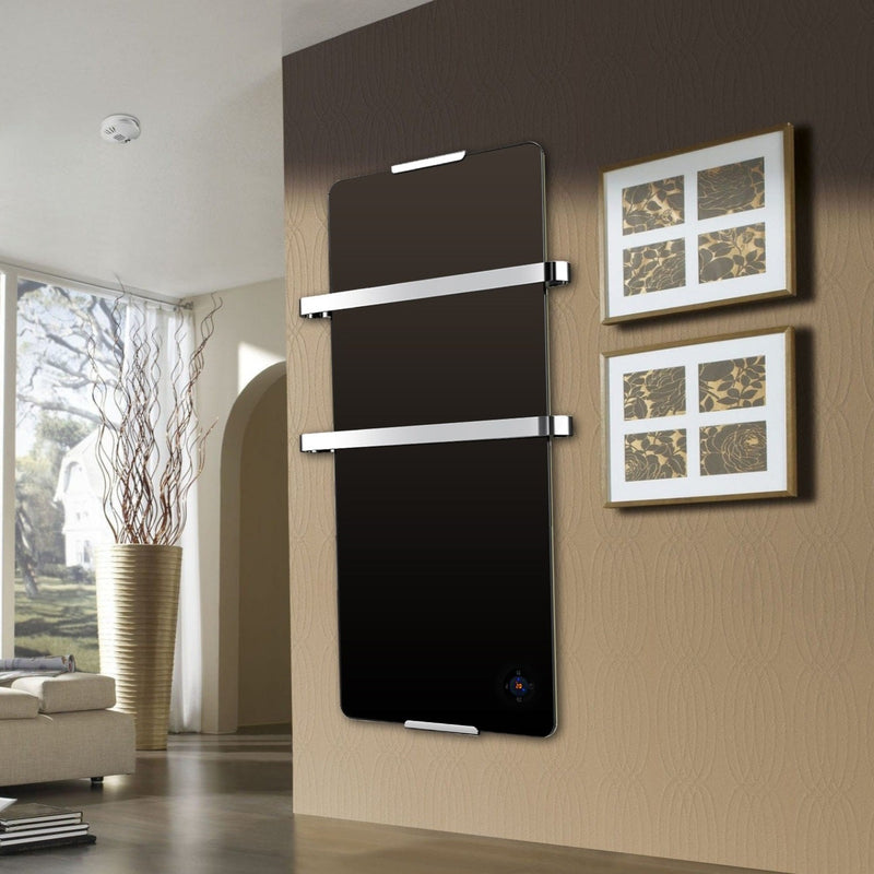 Radiateur sèche-serviettes électrique 900 W noir thermostat électronique