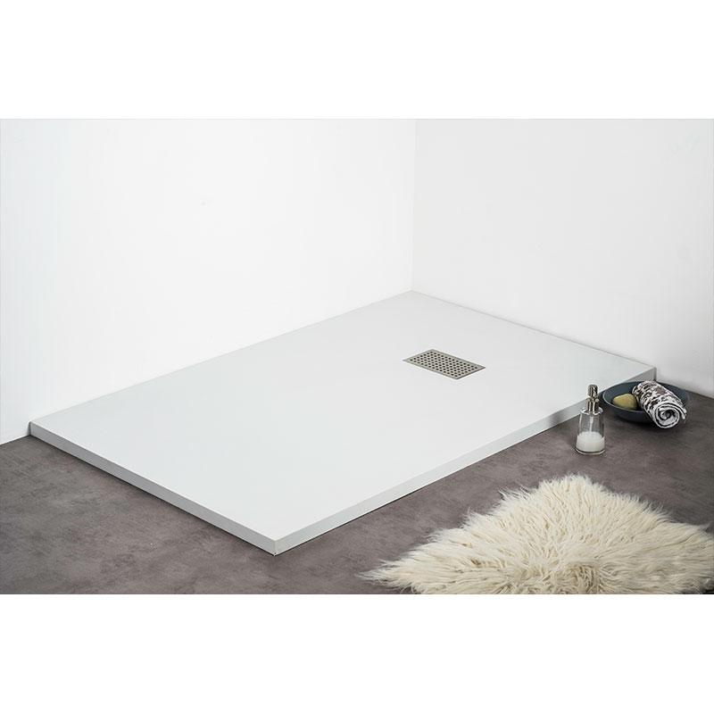 Receveur de douche extra plat PIATTO en SoliCast® surface ardoisée blanc - Le Monde du Bain