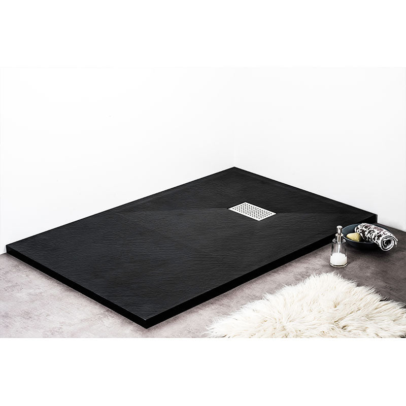 Receveur de douche extra plat PIATTO en SoliCast® surface ardoisée noir - Le Monde du Bain