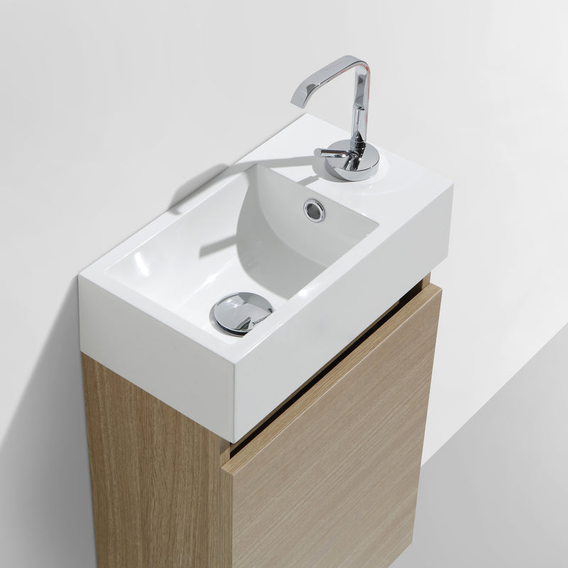 Meuble lave-main salle de bain design SIENA largeur 40 cm, chêne clair - Le Monde du Bain