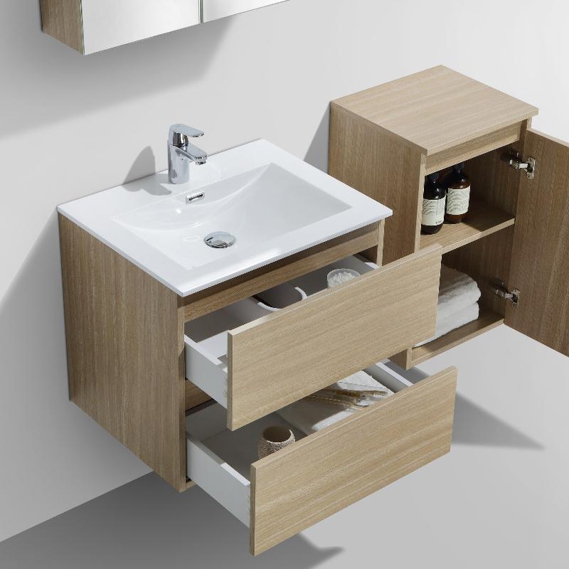 Meuble salle de bain design simple vasque SIENA largeur 60 cm, chêne clair - Le Monde du Bain
