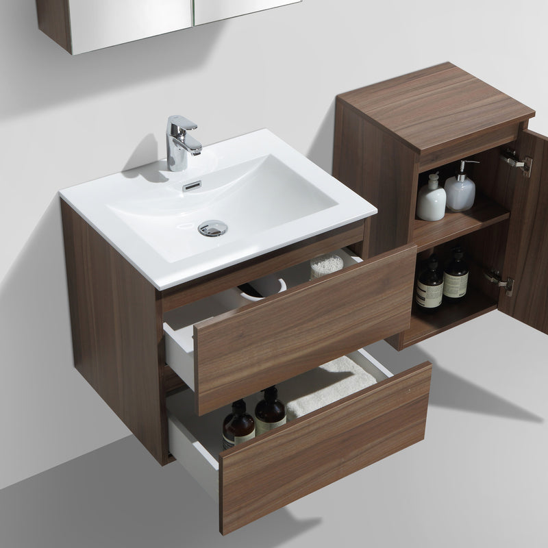 Meuble salle de bain design simple vasque SIENA largeur 60 cm, noyer - Le Monde du Bain