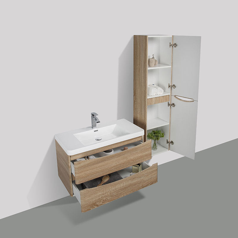 Grande armoire de rangement PIACENZA hauteur 150 cm, chêne clair