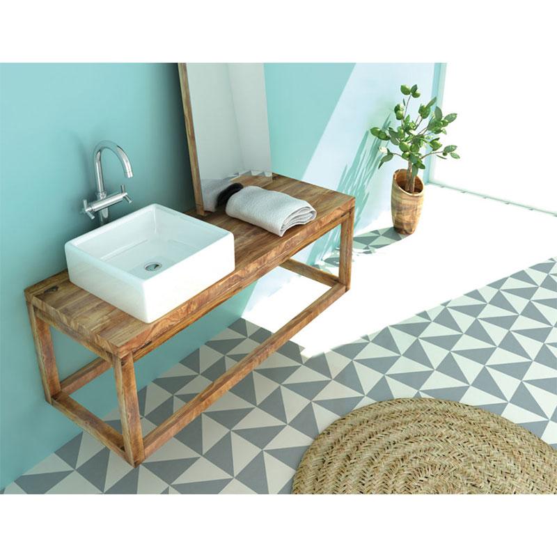 Vasque à poser carrée en céramique CAGLIARY blanc - Le monde du bain