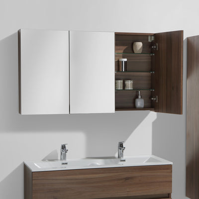 Armoire de toilette bloc-miroir SIENA largeur 120 cm, noyer - Le Monde du Bain