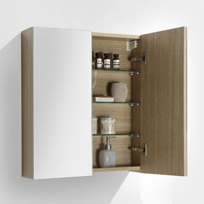 Armoire de toilette bloc-miroir SIENA largeur 60 cm Chêne Clair - Le Monde du Bain