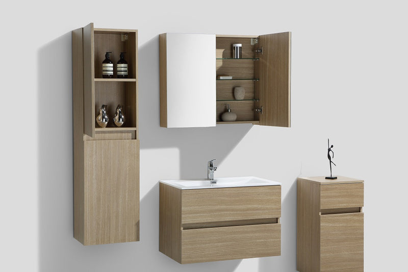 Armoire de toilette bloc-miroir SIENA largeur 80 cm, chêne clair - Le Monde du Bain