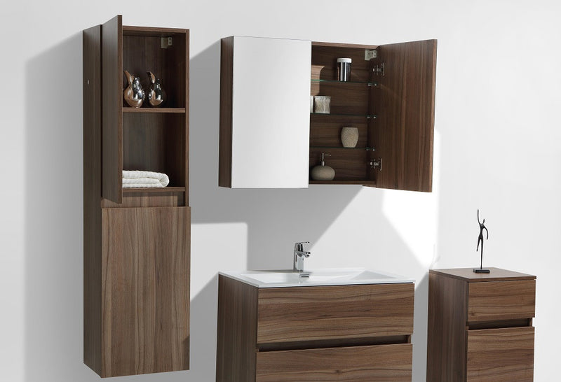 Armoire de toilette bloc-miroir SIENA largeur 80 cm, noyer - Le Monde du Bain