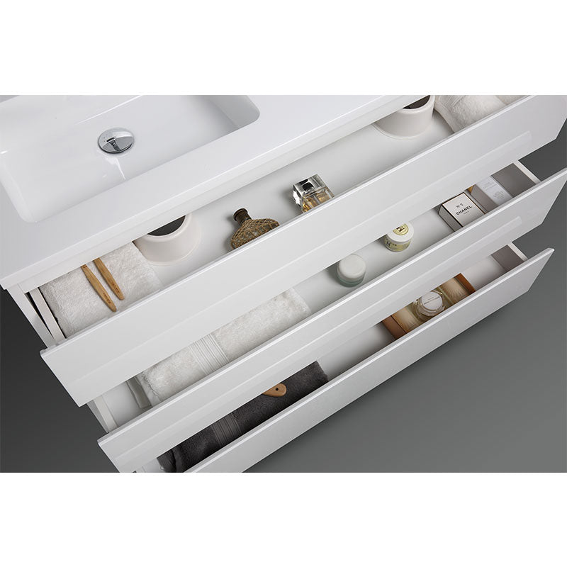 Meuble salle de bain design double vasque VERONA largeur 120 cm, blanc laqué