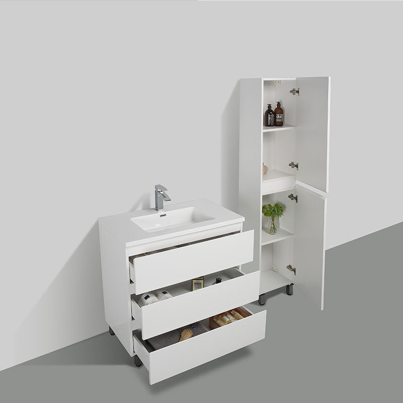 Grande armoire de rangement VERONA hauteur 176 cm, blanc laqué