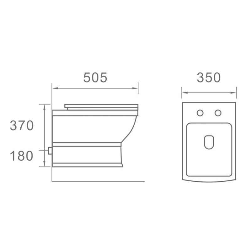 Dimensions Cuvette WC rétro suspendu MECHELL en céramique