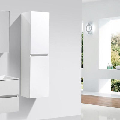 Grande armoire de rangement SIENA hauteur 150 cm, blanc laqué - Le Monde du Bain
