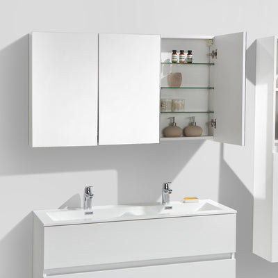 Armoire de toilette bloc-miroir SIENA largeur 120 cm, blanc laqué - Le Monde du Bain