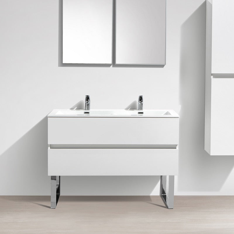 Jeu de 2 pieds design pour meubles suspendus SIENA, finition chromée - Le Monde du Bain