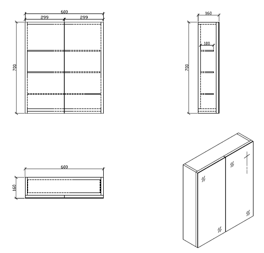 Armoire de toilette bloc-miroir SIENA largeur 60 cm, blanc laqué - Le Monde du Bain